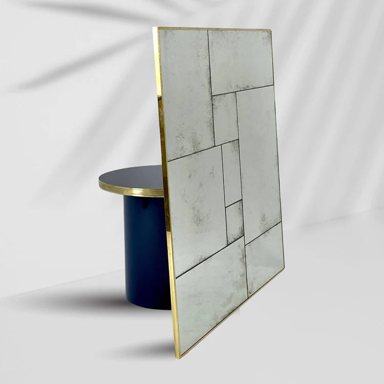 Miroir antique patchwork  fabriqué à la main avec cadre en laiton personnalisable