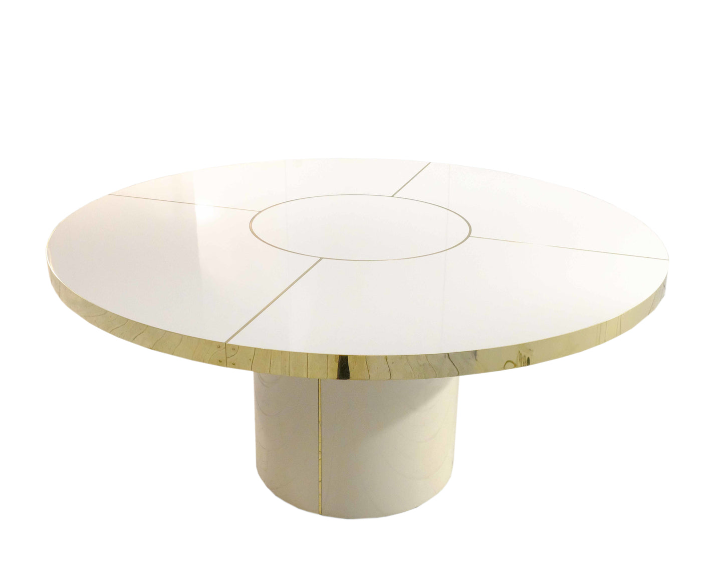 Mesa Malibú Redonda con Marquetería en Latón o Acero Customizable en Acabados y Dimensiones