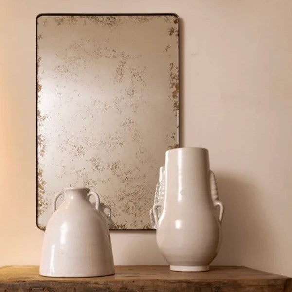 Miroir rectangulaire classique contemporain avec cadre en laiton ou en acier