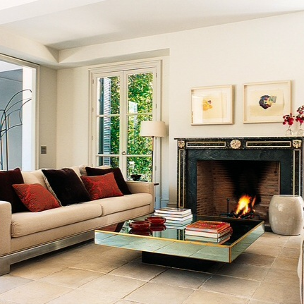 Table basse Malibu Stratifié brillant et laiton Inspiration années 70