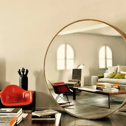 Miroir rond avec cadre Julieta en laiton ou en acier sur mesure