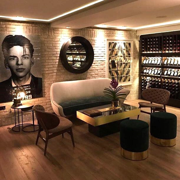 Table basse Malibu Stratifié brillant et laiton Inspiration années 70