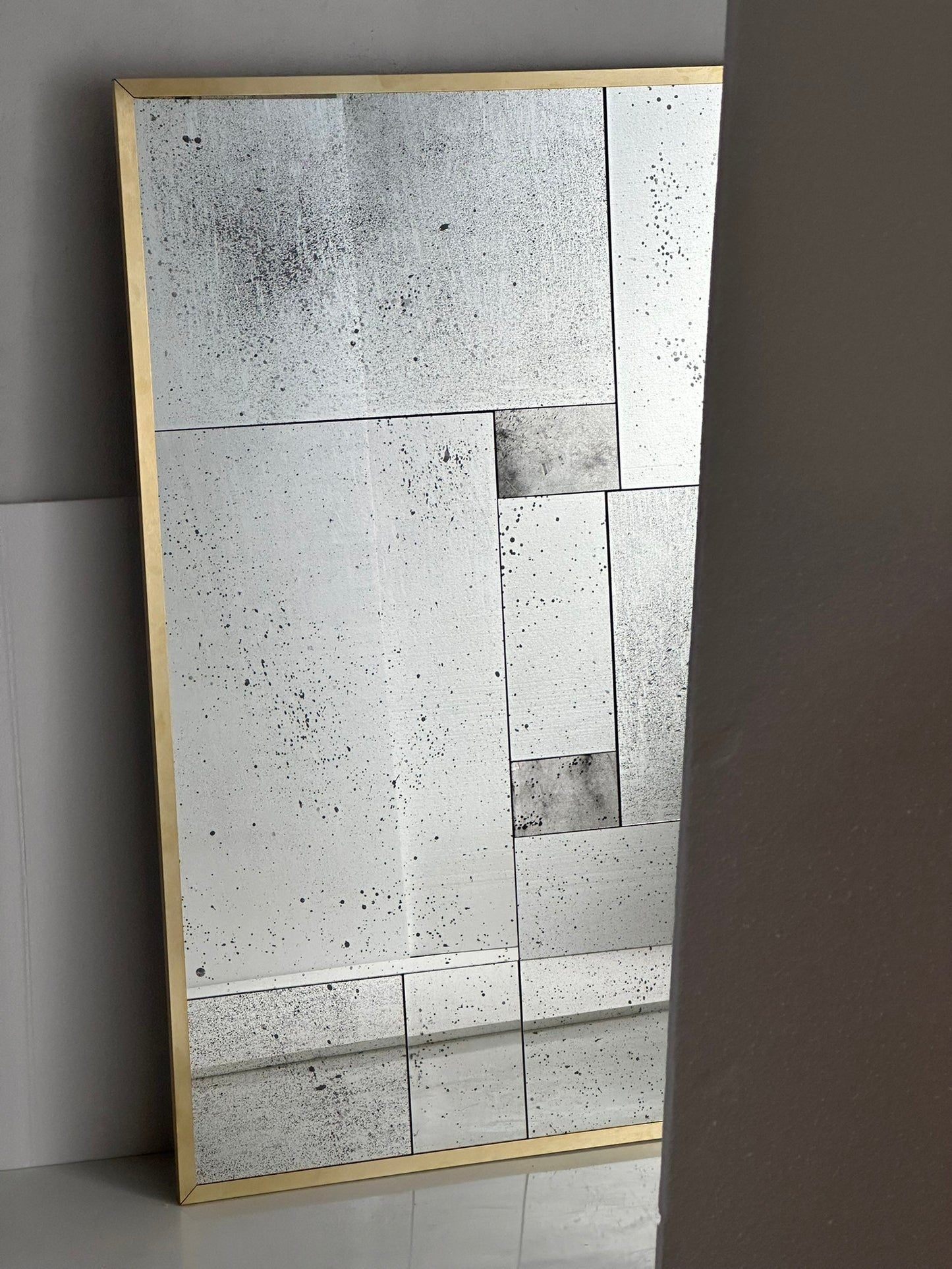 Miroir antique patchwork  fabriqué à la main avec cadre en laiton personnalisable