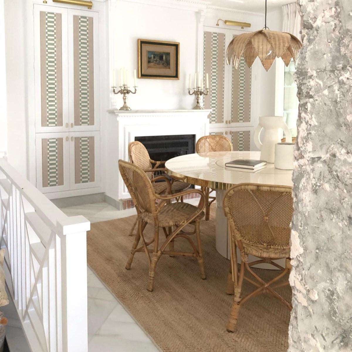 Mesa Malibú Redonda con Marquetería en Latón o Acero Customizable en Acabados y Dimensiones