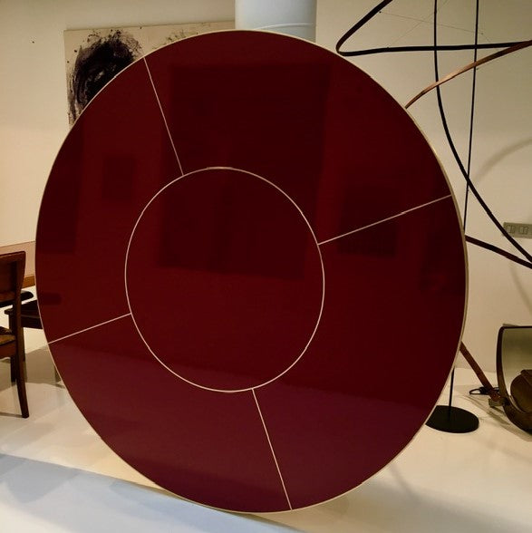 Mesa Malibú Redonda con Marquetería en Latón o Acero Customizable en Acabados y Dimensiones