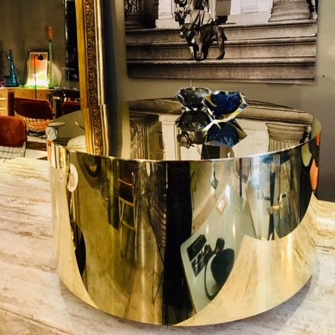 Table Luna en laiton/acier d'inspiration vintage et fabriquée sur mesure