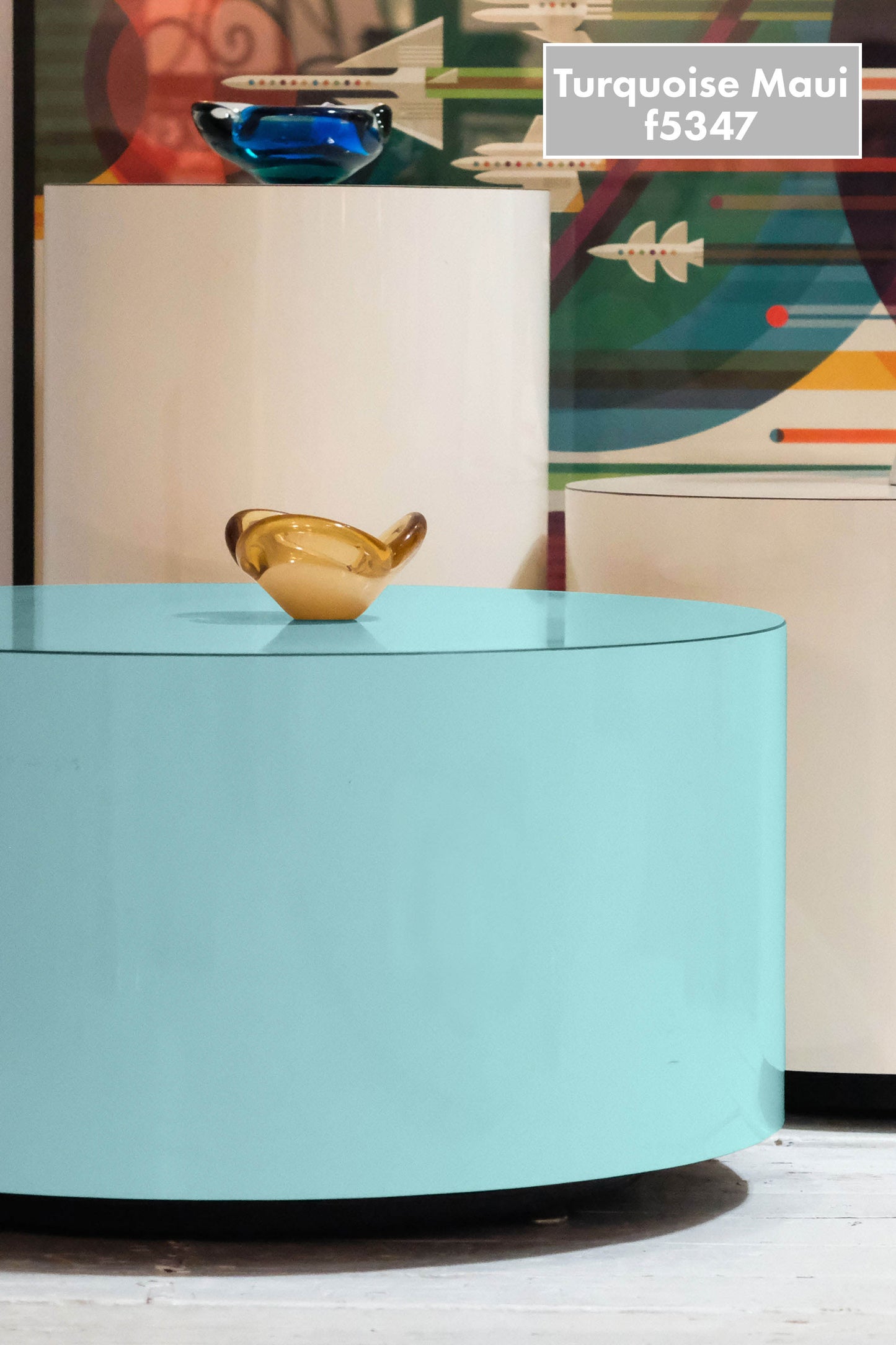 Ensemble de tables de lune cylindriques en haute brillance colorée polyvalente sur mesure