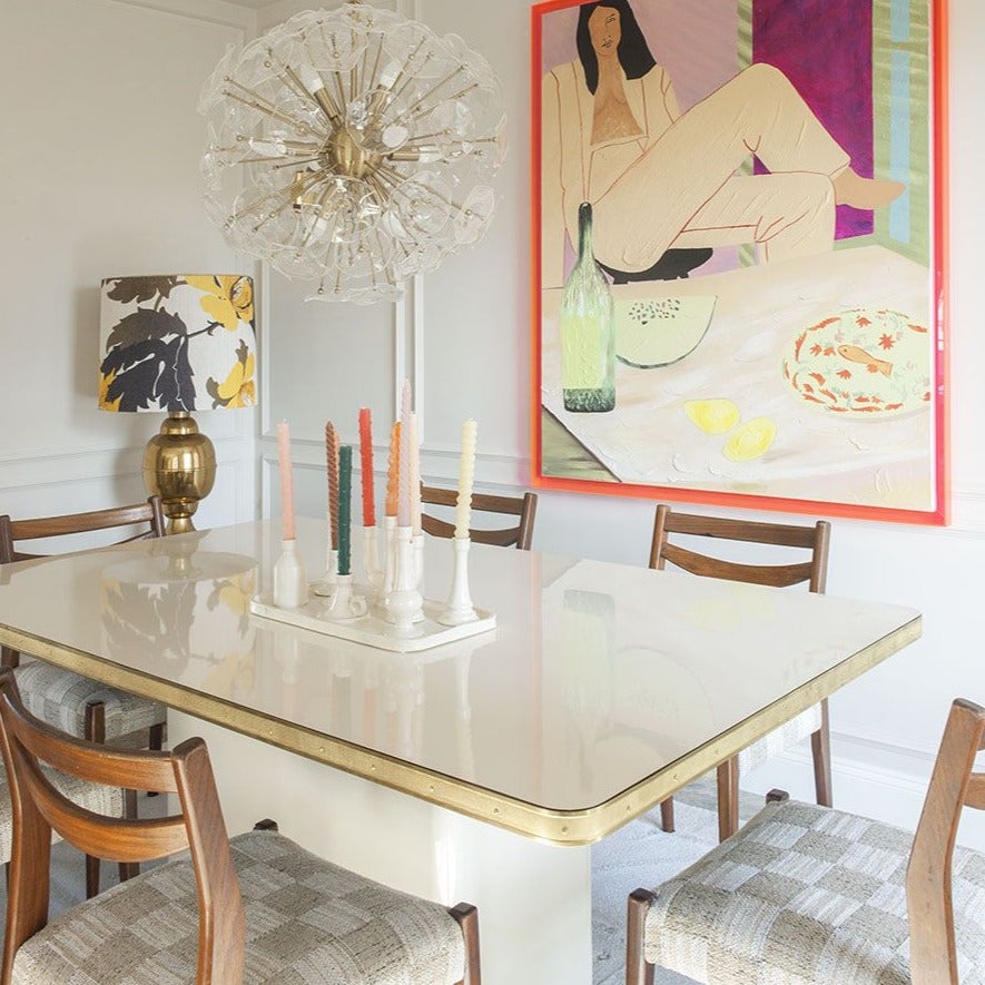 Table Julieta Ovale ou Rectangulaire avec piédestal Personnalisable en Finitions et Dimensions