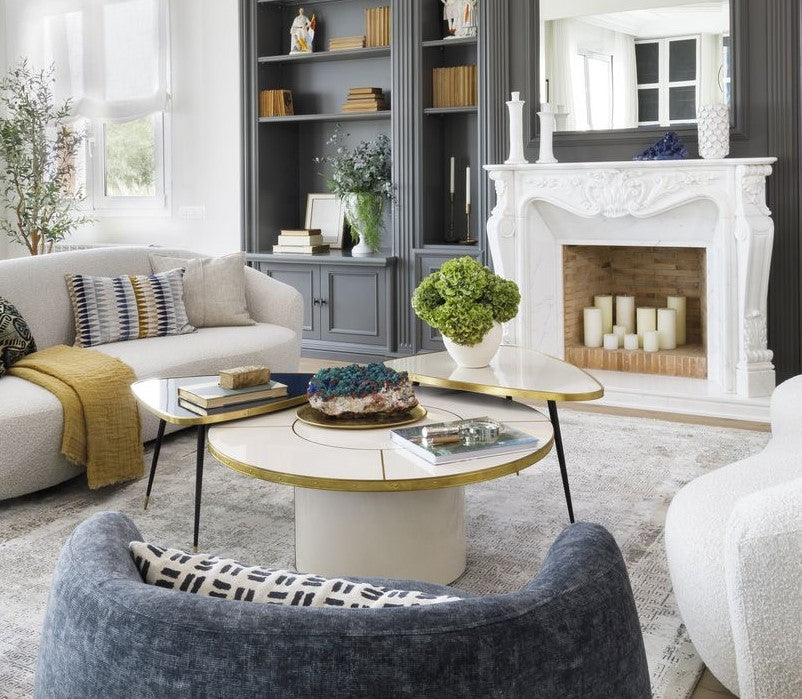 Table Basse Julieta Piédestal en Laiton et haute brillance