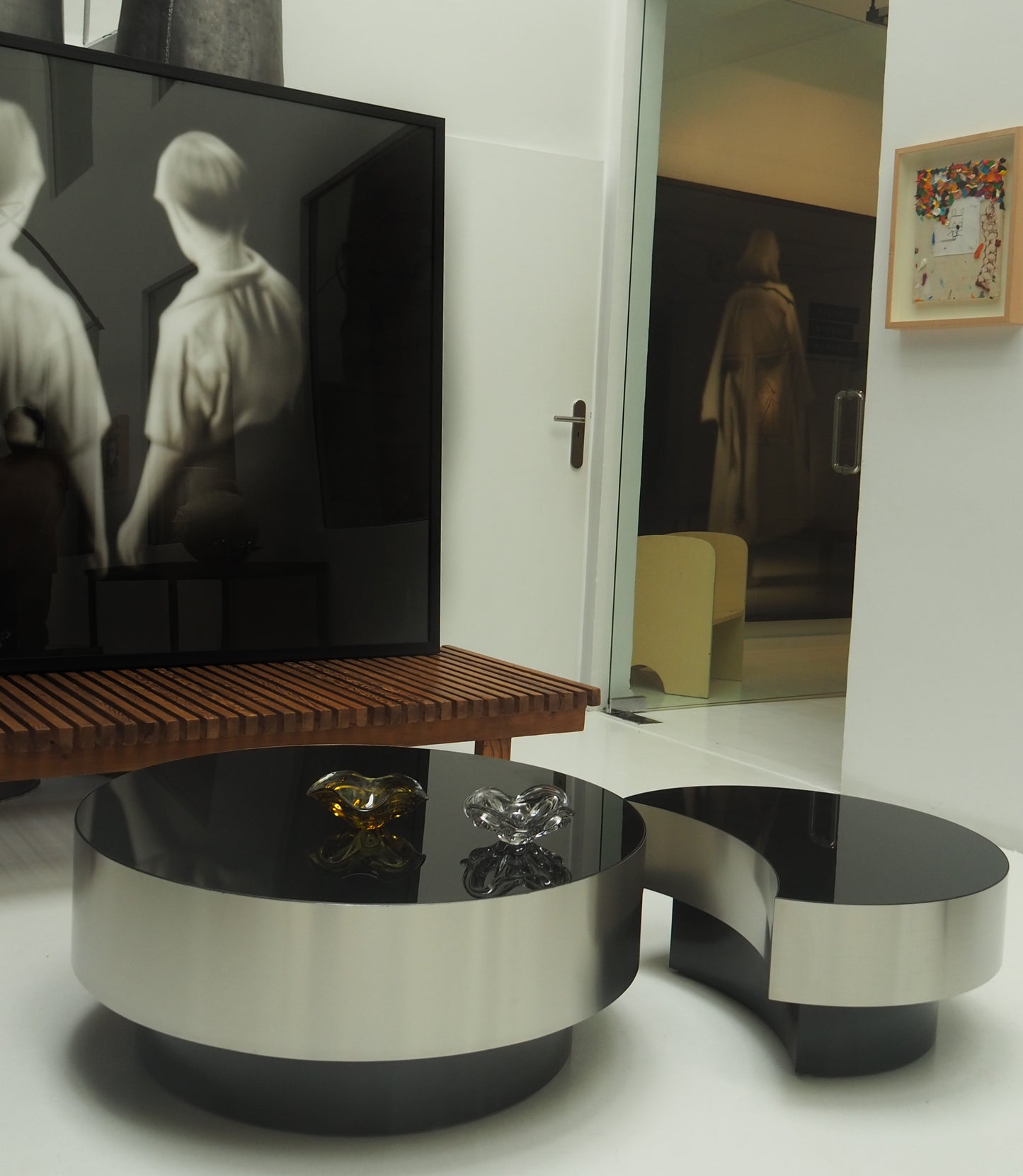 Ensemble de tables d'appoint cylindriques et combinées en laiton Luna Fusion