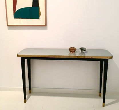 Julieta Console Table with 50's Inspired Brass Details, Customizable and Handcrafted