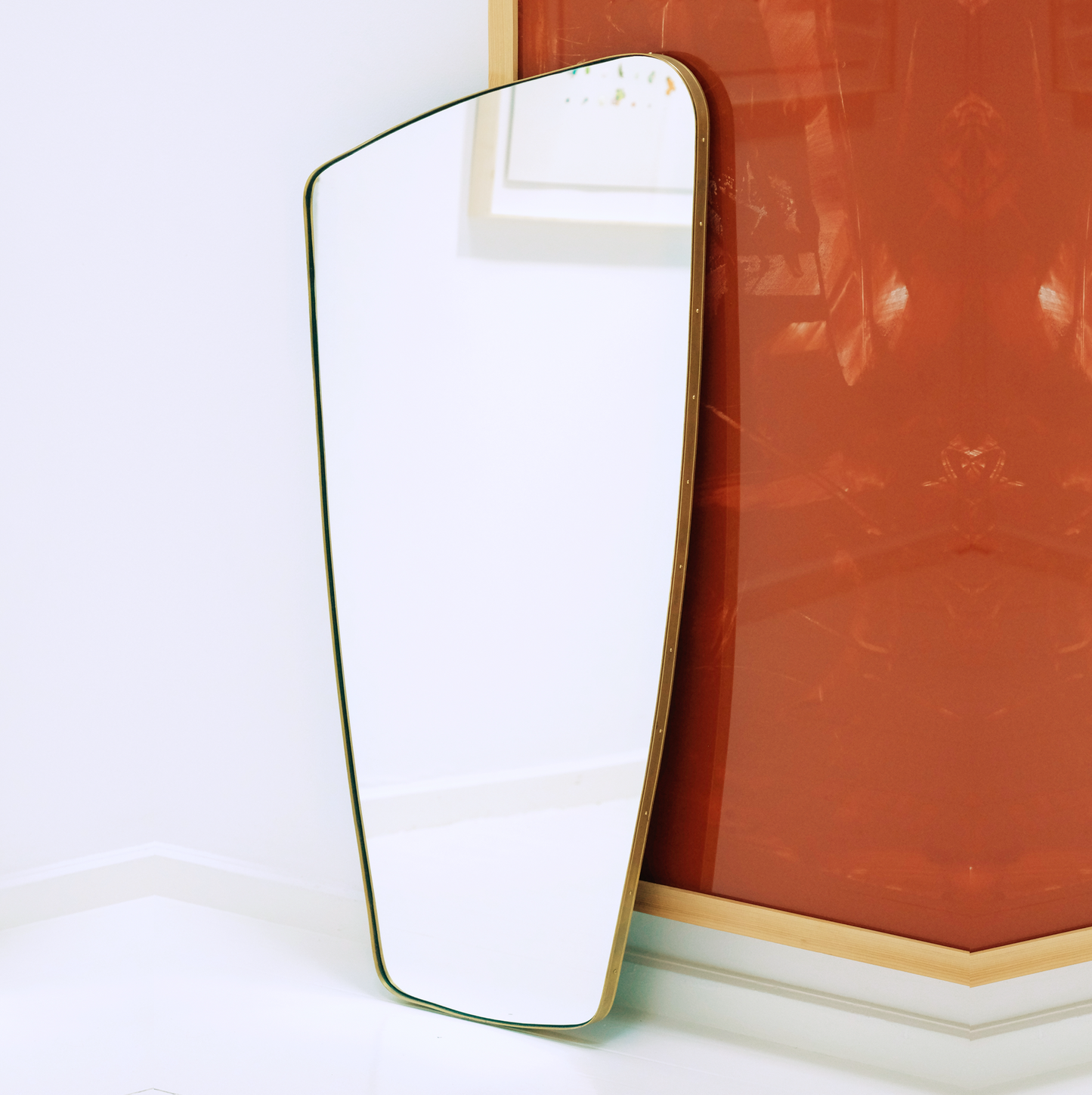 Retro Swing Drop Mirror with Brass Trim and Hardware, Handcrafted & Customizable