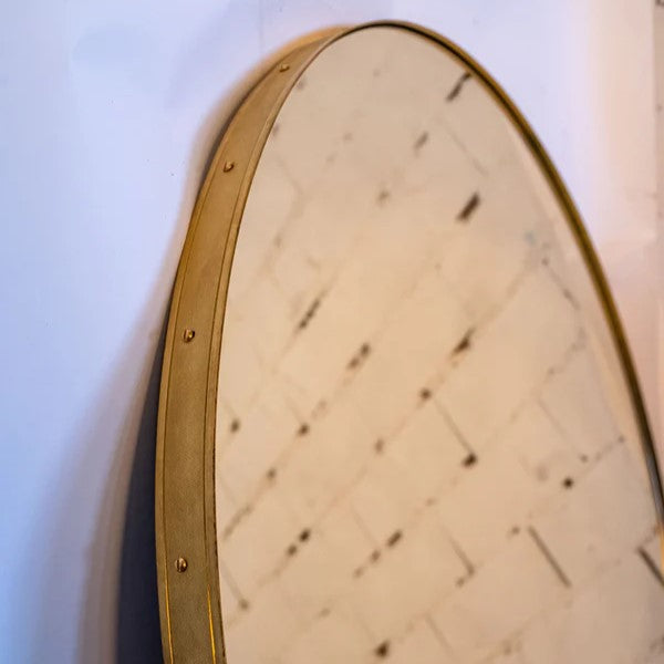 Handcrafted & Customizable Round Mirror with Juliet Brass Frame or Steel Frame