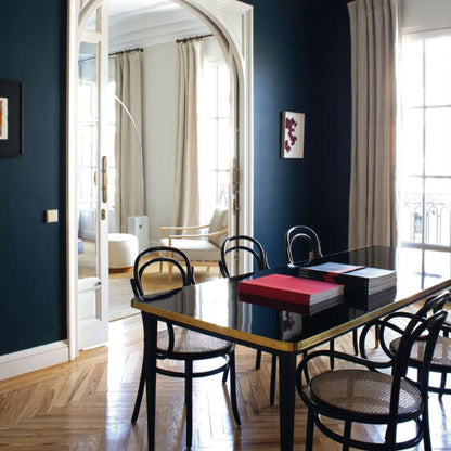 Rectangular Julieta Table with Conical Legs in High Gloss Laminate and Brass Details