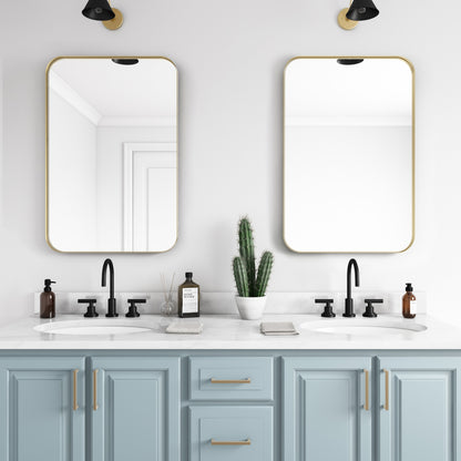 Contemporary Classic Rectangular Mirror with Brass or Steel Frame, Fully Customizable