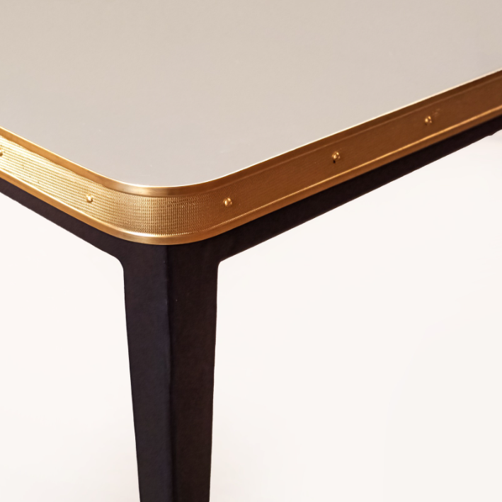 Julieta Desk Table in High Gloss Laminate and Metal Details, Customizable